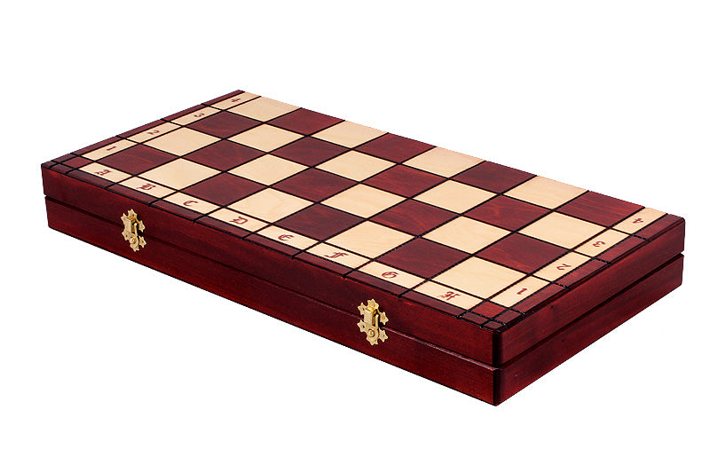 Castle Small Folding Chess Set Handcrafted Limewood Pieces 19.7" Board