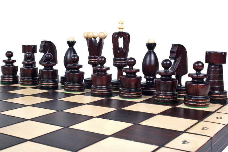 King's Chess Set with Brass Inlay Large (4.72 in King / 120 mm)