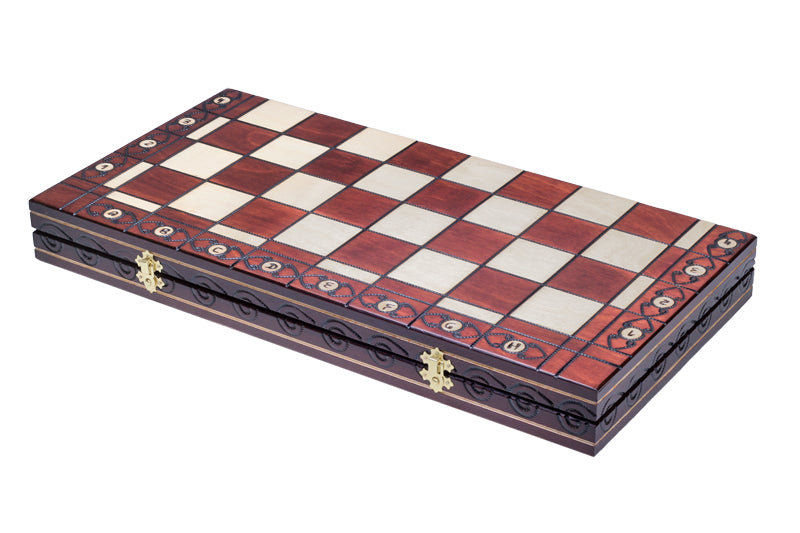 Ambassador Brown Wooden Chess Set – Deluxe Edition with Insert Tray (Size No. 5.5)