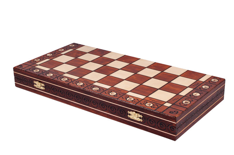 Ambassador Brown Deluxe Wooden Chess Set with Insert Tray – Size No. 5.5
