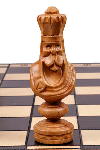 Cesar Small Folding Chess Set Handcrafted Limewood Pieces 23.6" Board