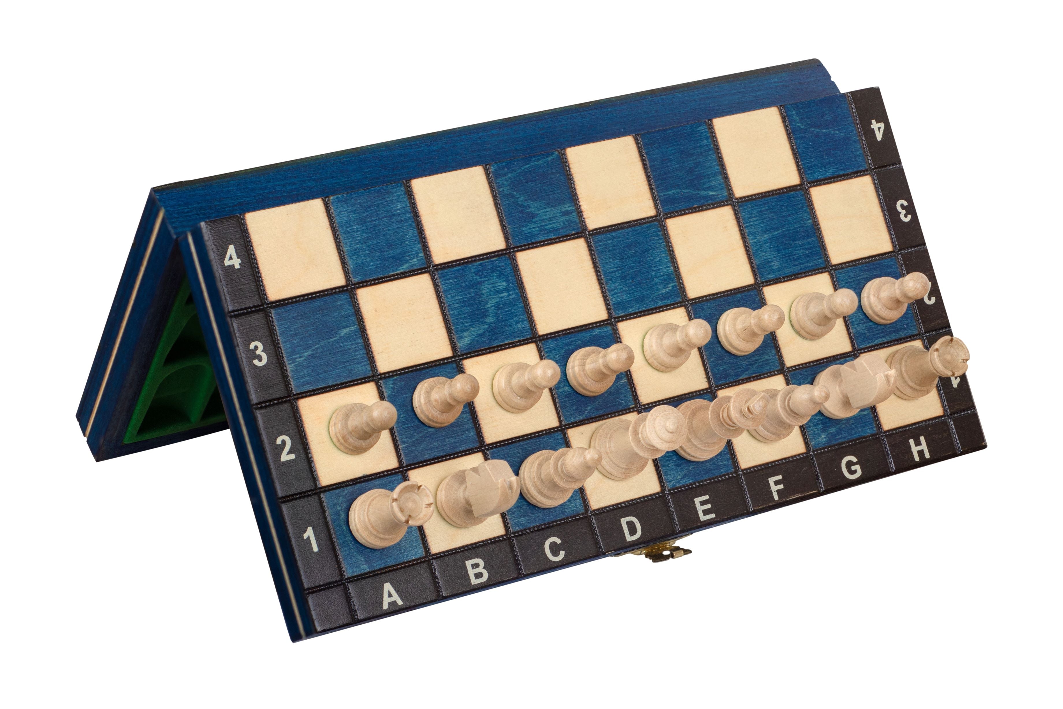 Magnetic Wooden Chess Set – Blue (10.6" board)