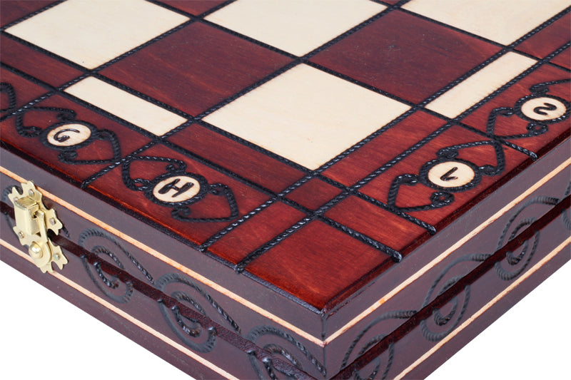Ambassador Brown Wooden Chess Set – Deluxe Edition with Insert Tray (Size No. 5.5)