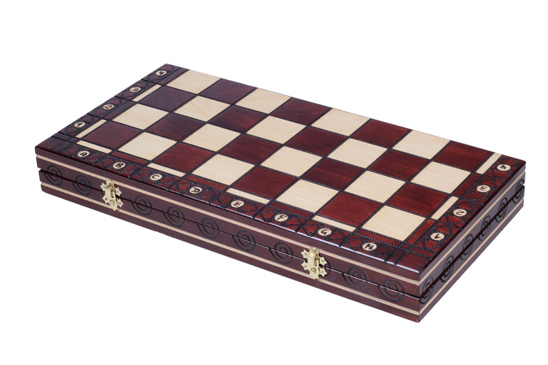 Consul Chess Set Staunton Style with Insert Tray Brown Finish 3.15 in King