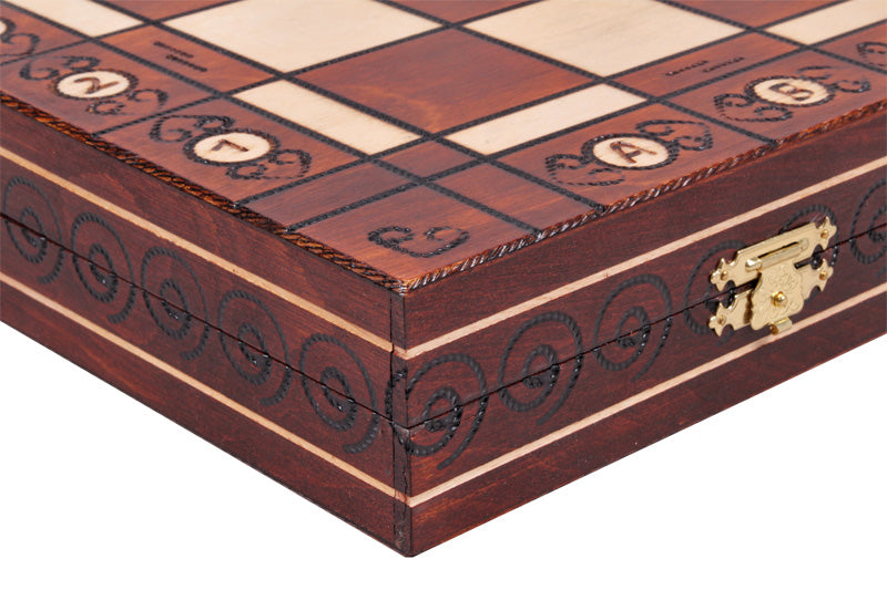 Ambassador Brown Deluxe Wooden Chess Set with Insert Tray – Size No. 5.5