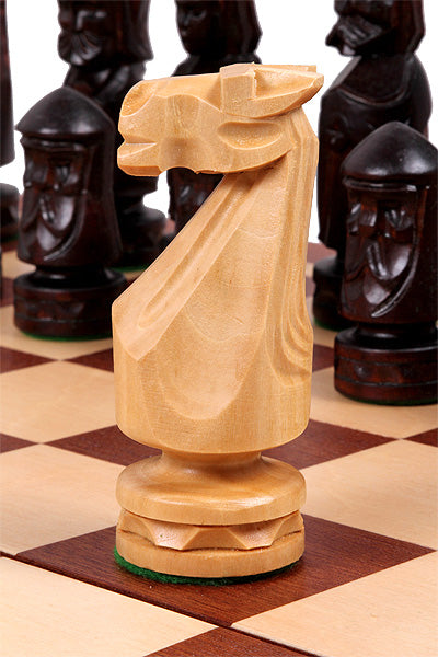 Castle Intarsia Folding Chess Set Mahogany and Sycamore 22" Board