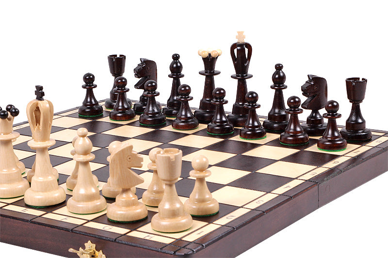 Folding Wooden Chess Set Ace 16.5" Board with Storage and 3.94" King