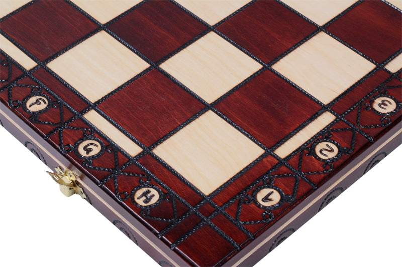 Consul Chess Set Staunton Style with Insert Tray Brown Finish 3.15 in King