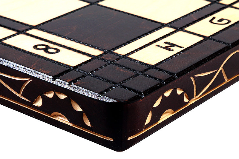 Cesar Small Folding Chess Set Handcrafted Limewood Pieces 23.6" Board