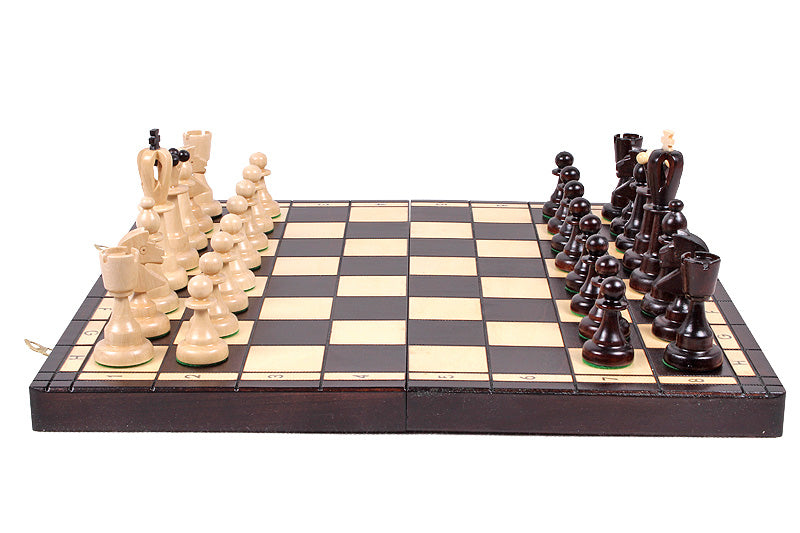 Folding Wooden Chess Set Ace 16.5" Board with Storage and 3.94" King