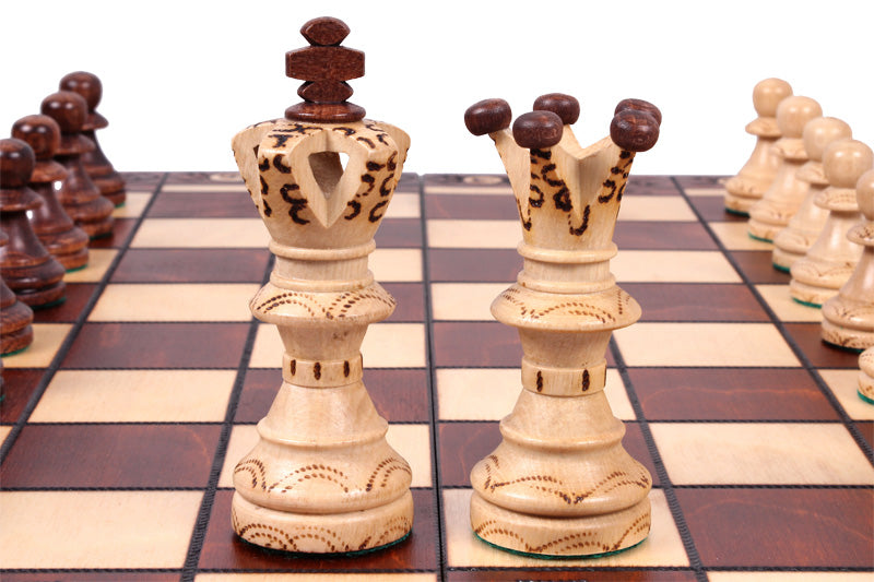 Ambassador Brown Deluxe Wooden Chess Set with Insert Tray – Size No. 5.5