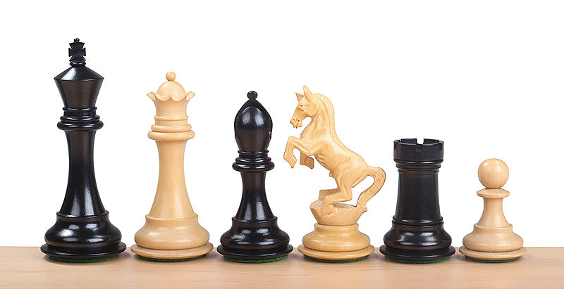 Alexander Chess Pieces – 4" King, Ebony & Boxwood with Extra Queens