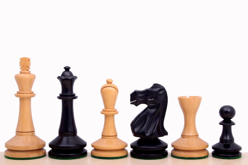 Blackmore Chess Pieces – 3.75" King, Ebonised & Natural Boxwood