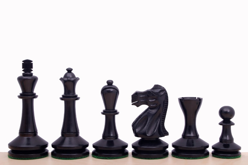Blackmore Chess Pieces – 3.75" King, Ebonised & Natural Boxwood