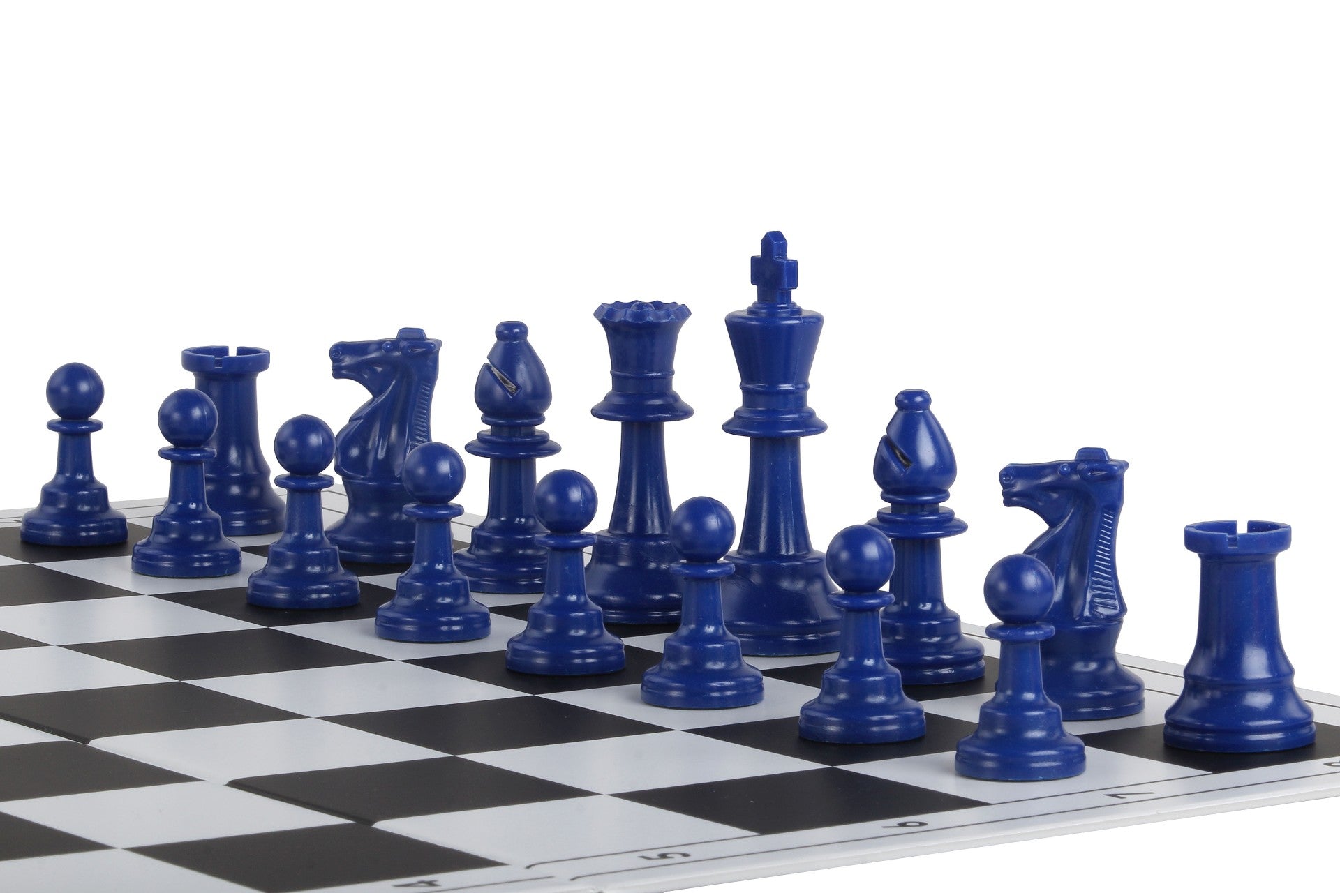 Blue Chess Pieces No 6 Plastic Set with 3.78" King