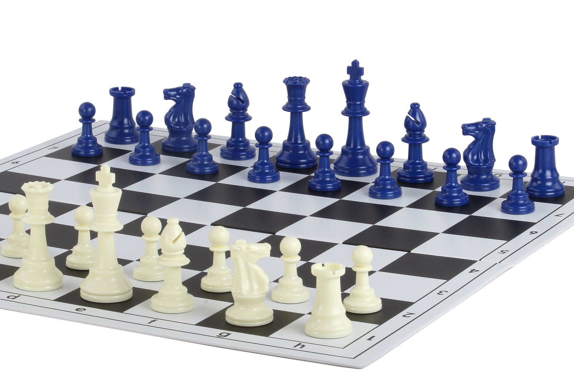 Blue Chess Pieces No 6 Plastic Set with 3.78" King