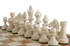 Rubin Hand Carved Chess Set with Round Inlaid Case 13" Diameter