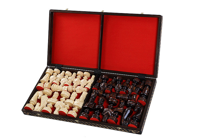 Cesar Large Folding Chess Set Luxurious Handcrafted Limewood Pieces 33.5" Board