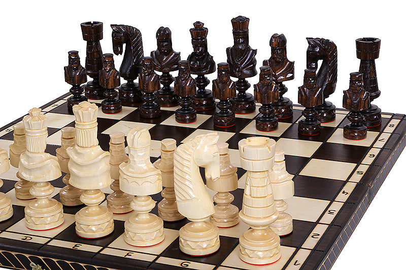 Cesar Large Folding Chess Set Luxurious Handcrafted Limewood Pieces 33.5" Board