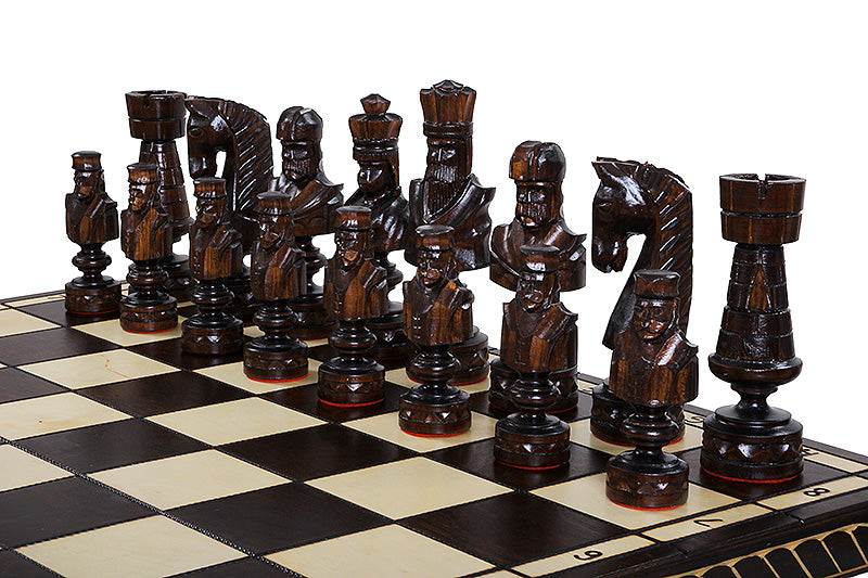 Cesar Large Folding Chess Set Luxurious Handcrafted Limewood Pieces 33.5" Board