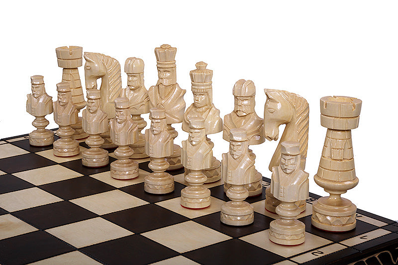 Cesar Large Folding Chess Set Luxurious Handcrafted Limewood Pieces 33.5" Board