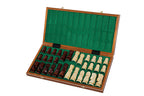 Castle Intarsia Large Folding Chess Set Mahogany and Sycamore Inlay 23.6" Board