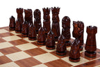 Castle Intarsia Large Folding Chess Set Mahogany and Sycamore Inlay 23.6" Board