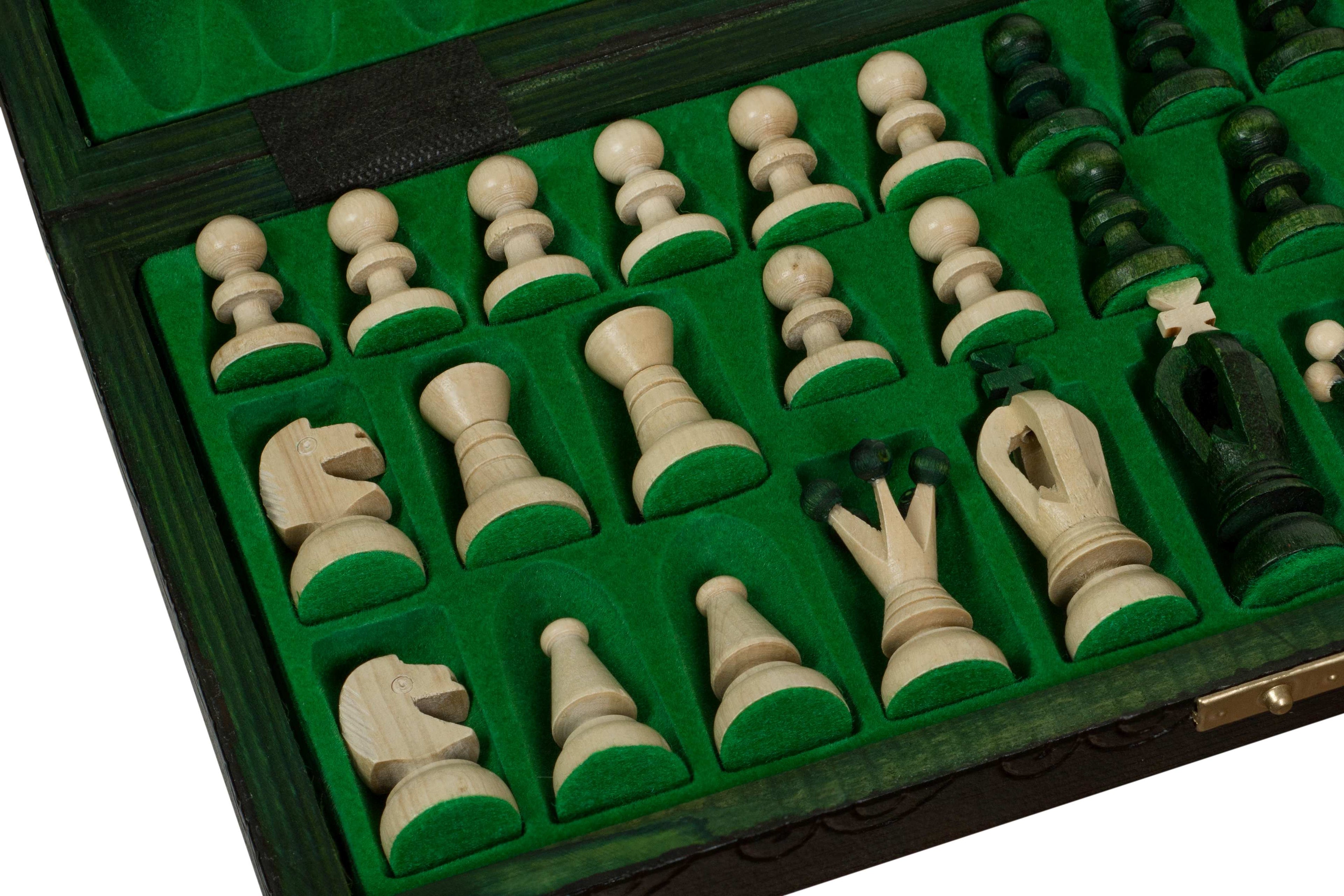 Medium Royal Kings Chess Set , Green Finish (2.5 inch King)