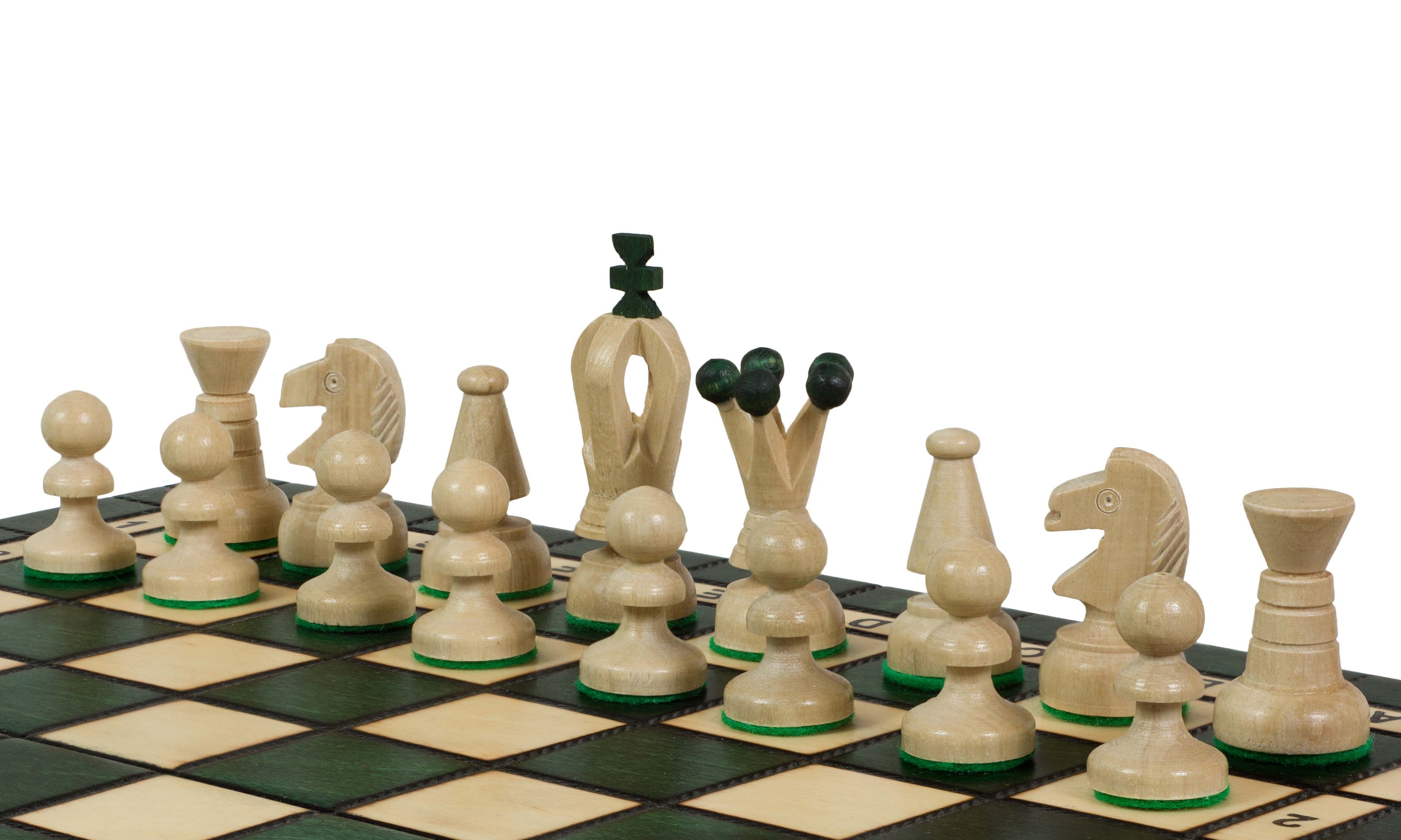 Medium Royal Kings Chess Set , Green Finish (2.5 inch King)