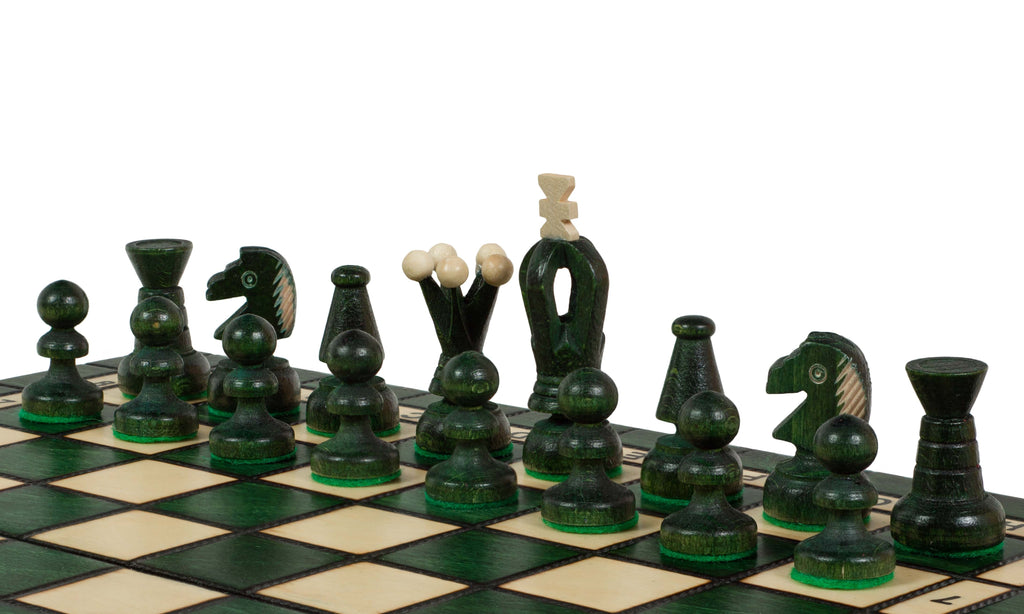 Medium Royal Kings Chess Set , Green Finish (2.5 inch King)