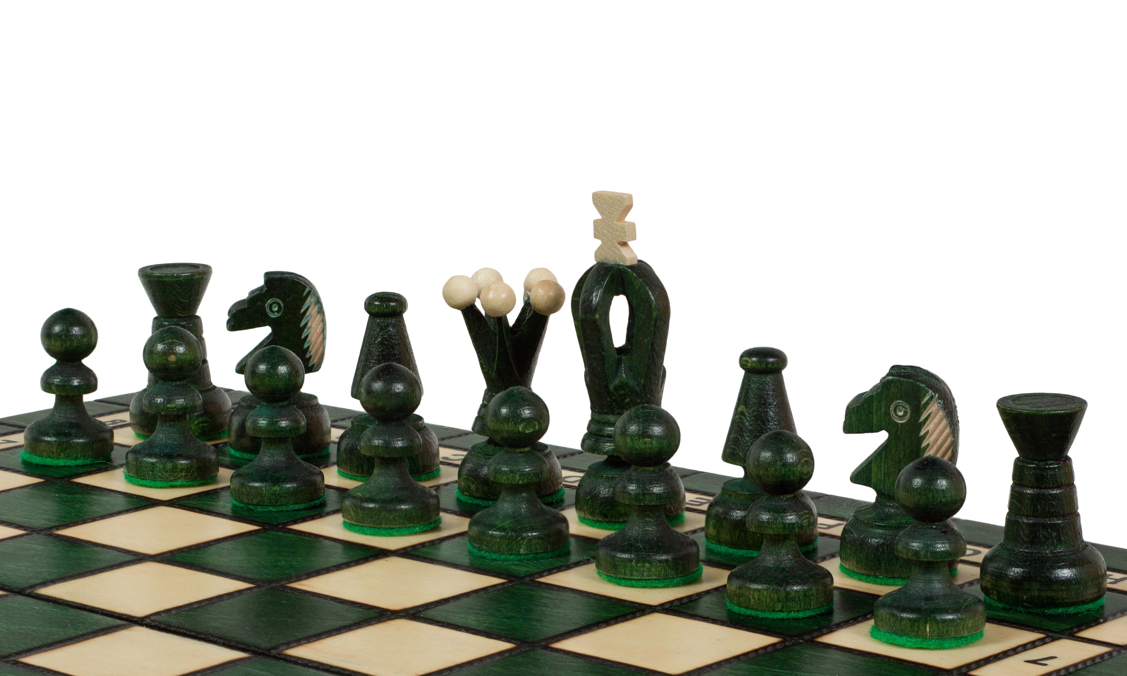 Medium Royal Kings Chess Set , Green Finish (2.5 inch King)