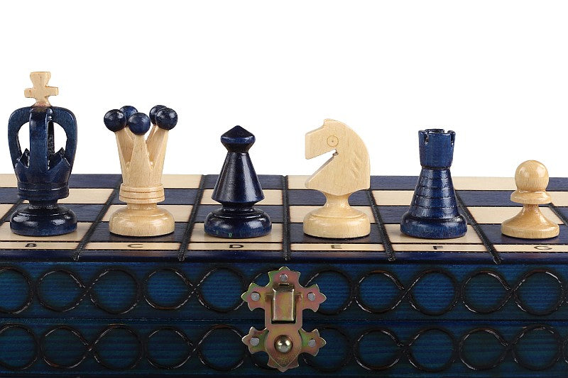 King's Medium Blue Chess Set with Insert Tray (2.36 in King / 60 mm)