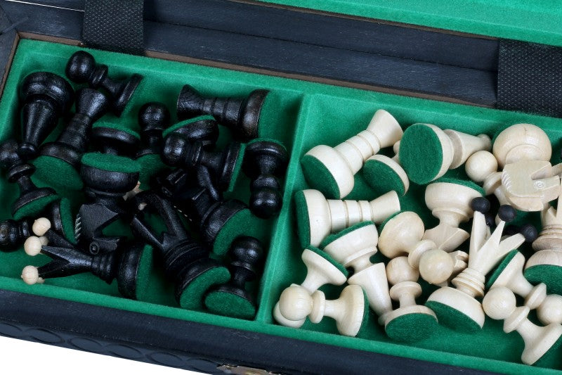 King's Small Chess Set Black with Felt Lining (2.36 in King / 60 mm)