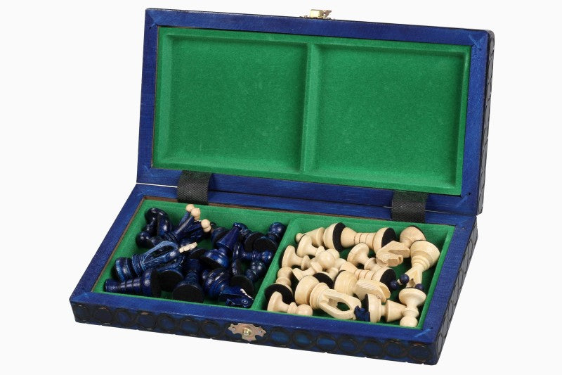 King's Small Chess Set Blue with Felt Lining (2.36 in King / 60 mm)