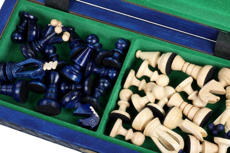 King's Small Chess Set Blue with Felt Lining (2.36 in King / 60 mm)