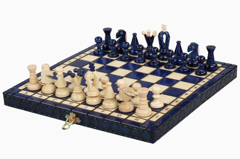 King's Small Chess Set Blue with Felt Lining (2.36 in King / 60 mm)