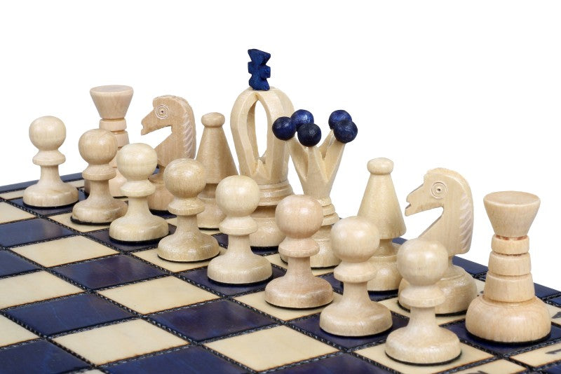 King's Small Chess Set Blue with Felt Lining (2.36 in King / 60 mm)