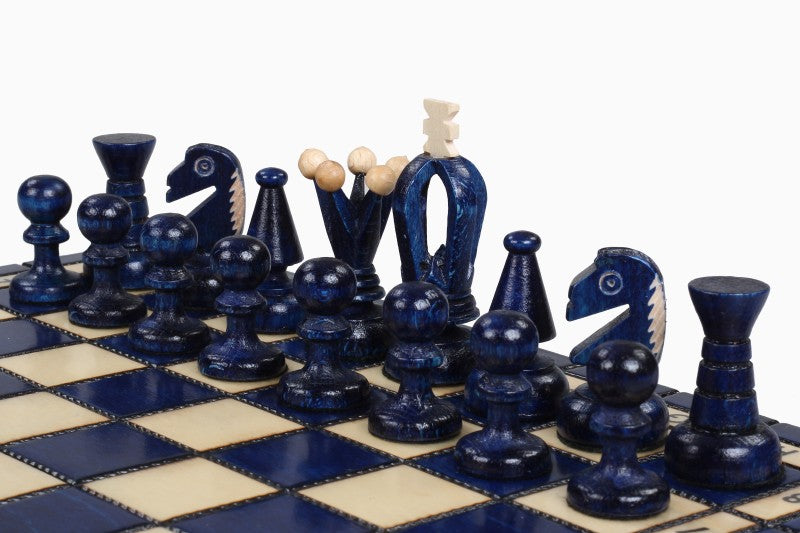King's Small Chess Set Blue with Felt Lining (2.36 in King / 60 mm)