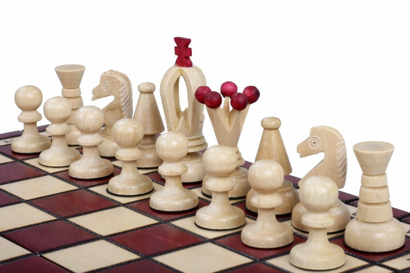 King's Small Chess Set Cherry with Felt Lining (2.36 in King / 60 mm)