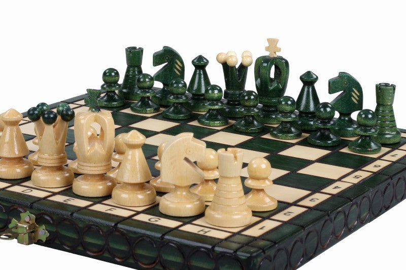 King's Small Chess Set Green with Felt Lining (2.36 in King / 60 mm)