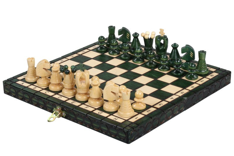 King's Small Chess Set Green with Felt Lining (2.36 in King / 60 mm)