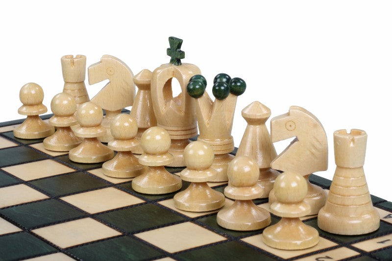 King's Small Chess Set Green with Felt Lining (2.36 in King / 60 mm)