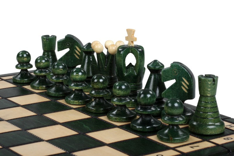 King's Small Chess Set Green with Felt Lining (2.36 in King / 60 mm)