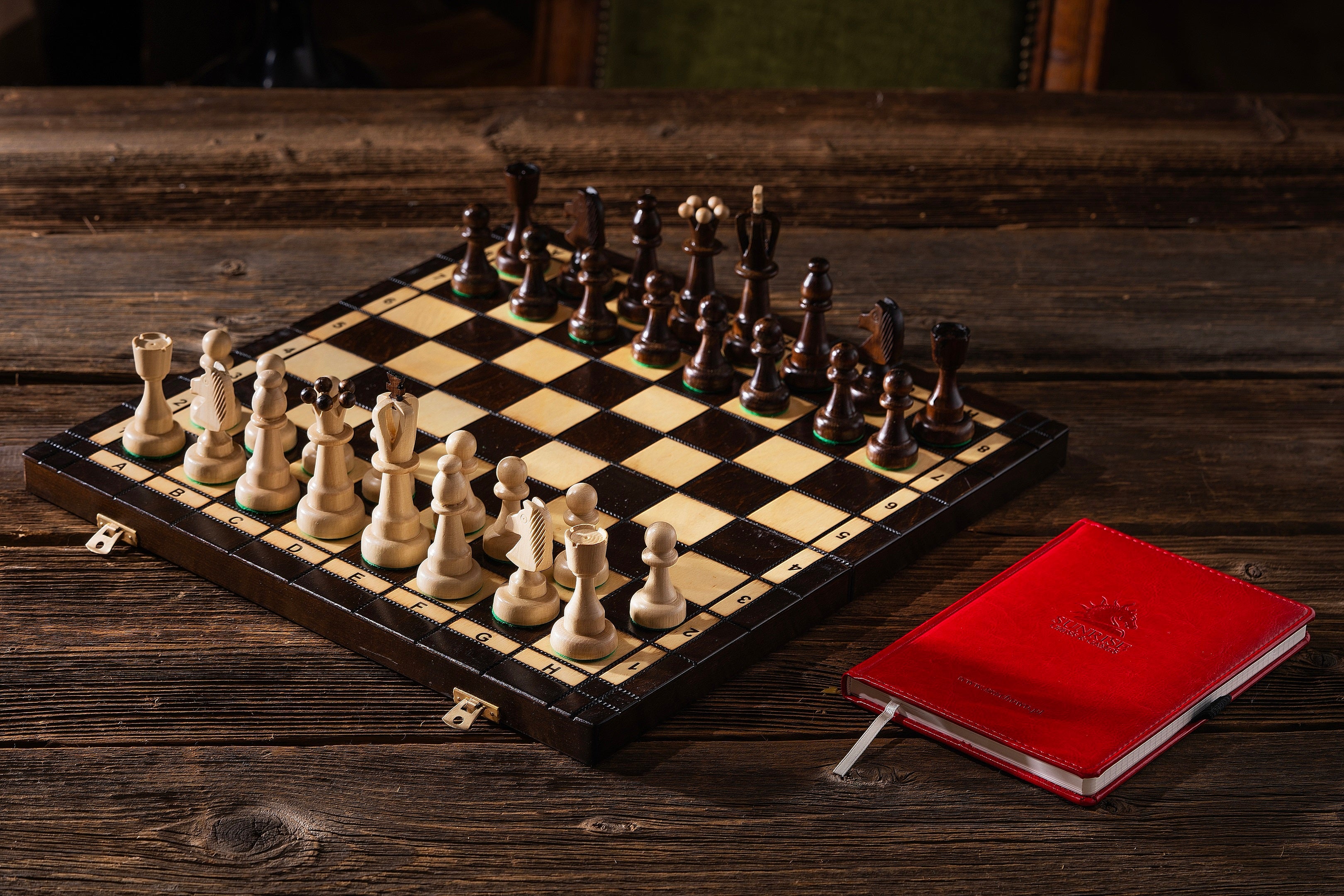 Folding Wooden Chess Set Ace 16.5" Board with Storage and 3.94" King