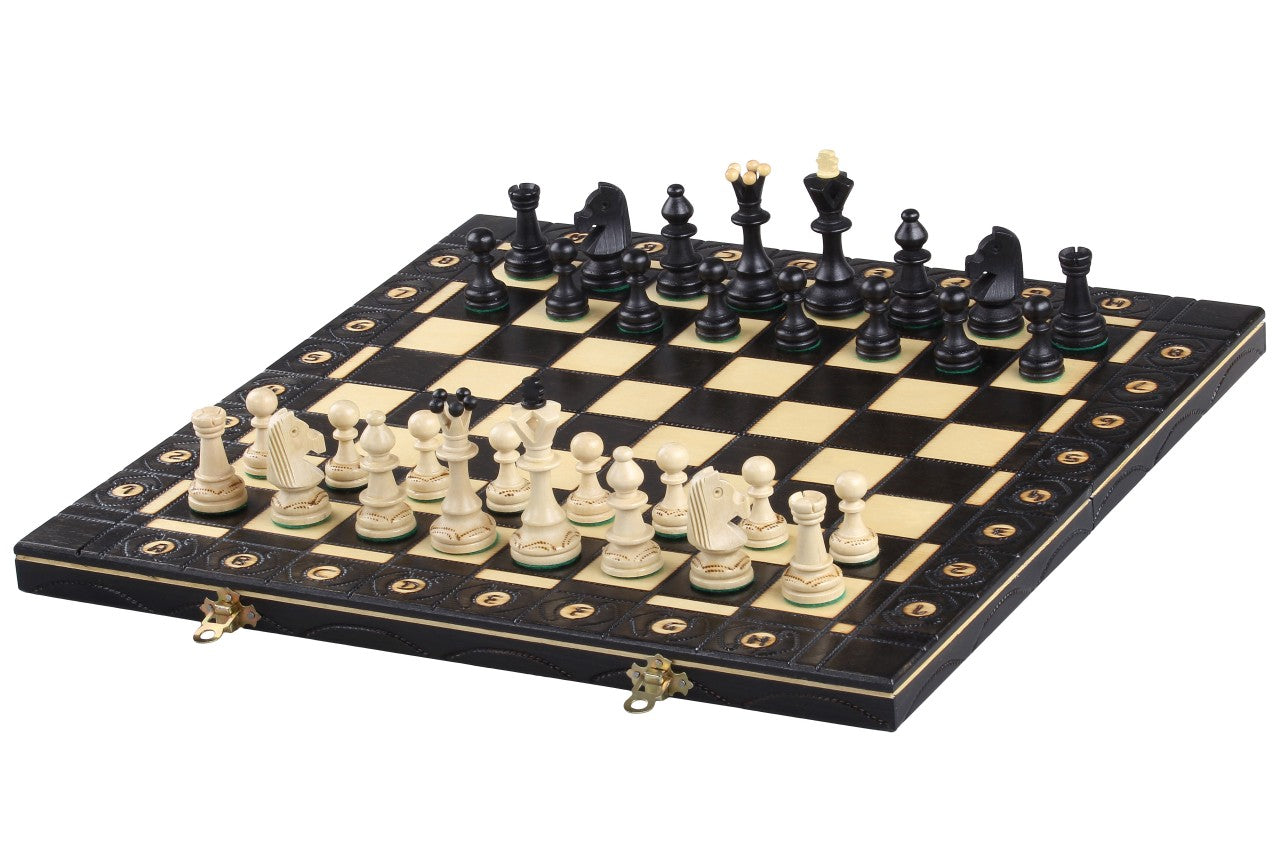 Senator Chess Set 14.2 in with Insert Tray (3.2 inch King) – Black Edition
