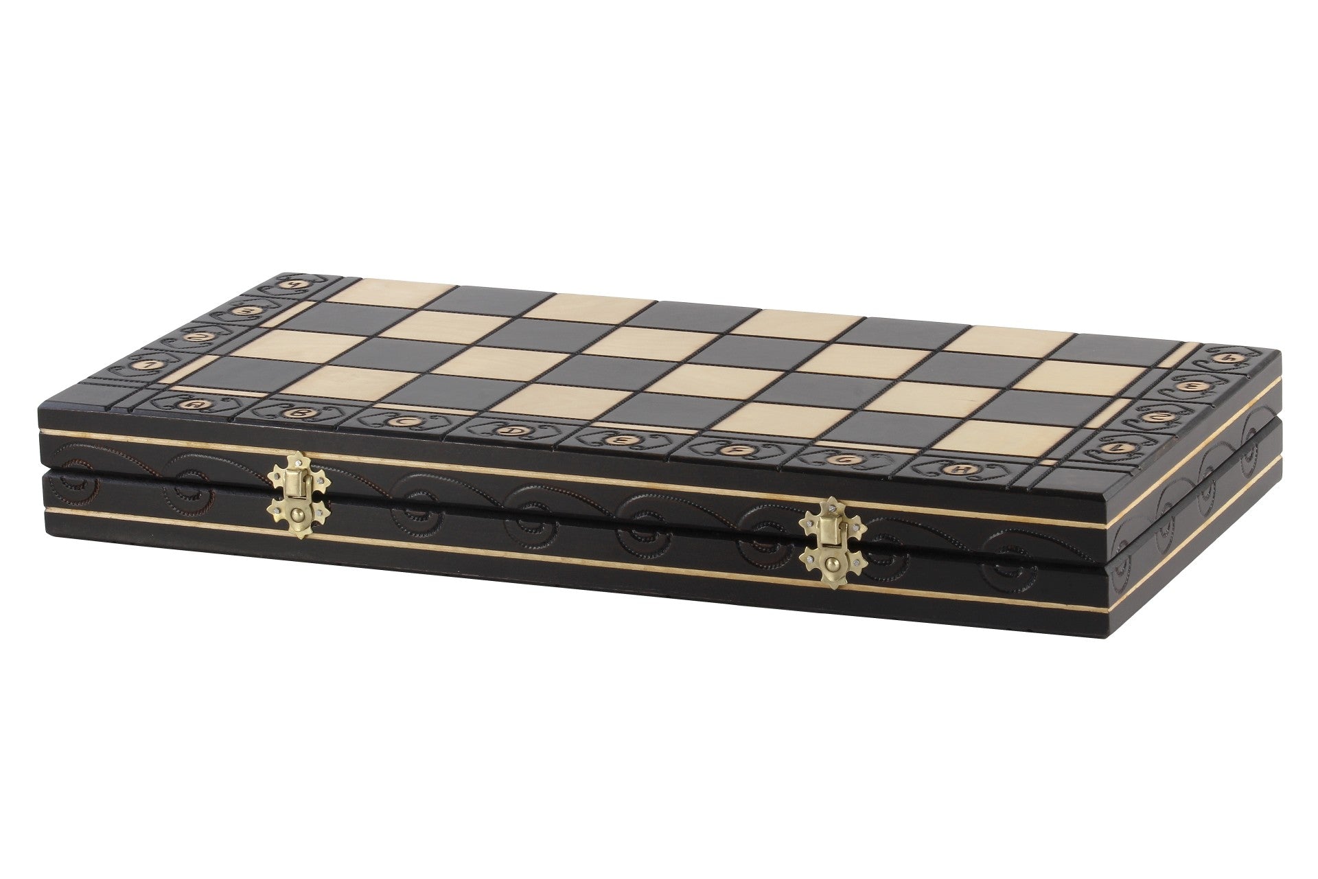 Consul Chess Set Staunton Style with Insert Tray Black Finish 3.15 in Kin