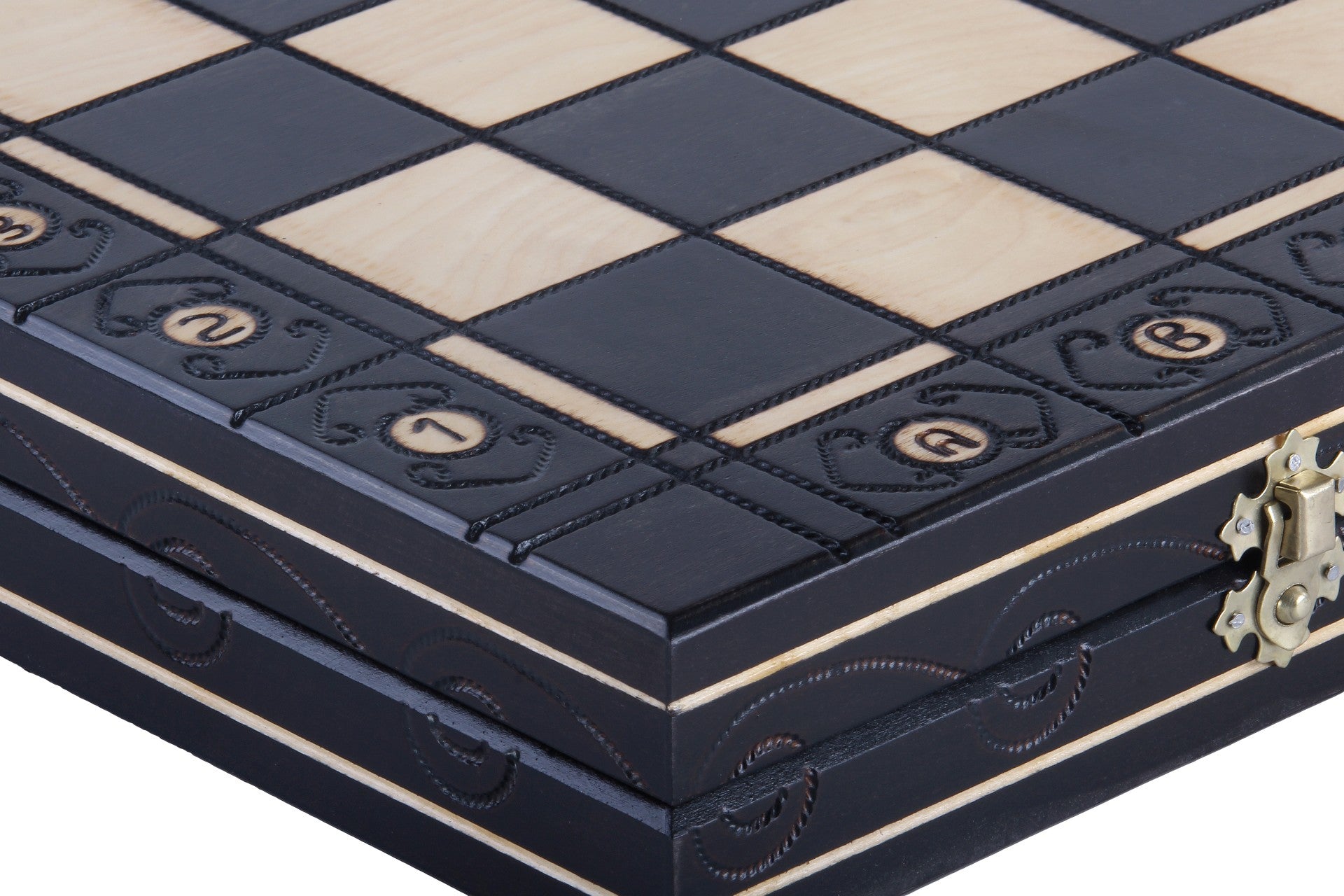 Consul Chess Set Staunton Style with Insert Tray Black Finish 3.15 in Kin