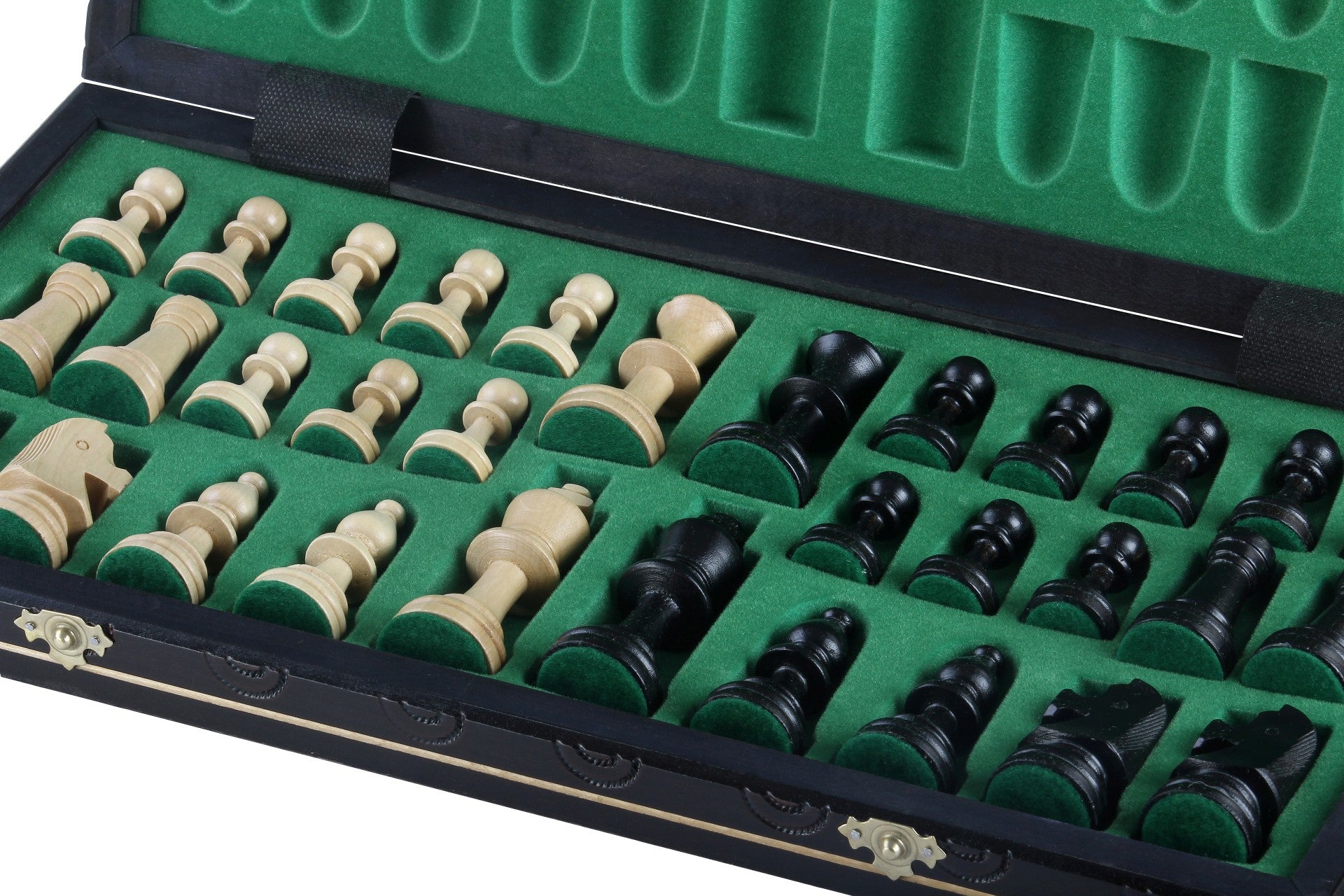 Consul Chess Set Staunton Style with Insert Tray Black Finish 3.15 in Kin