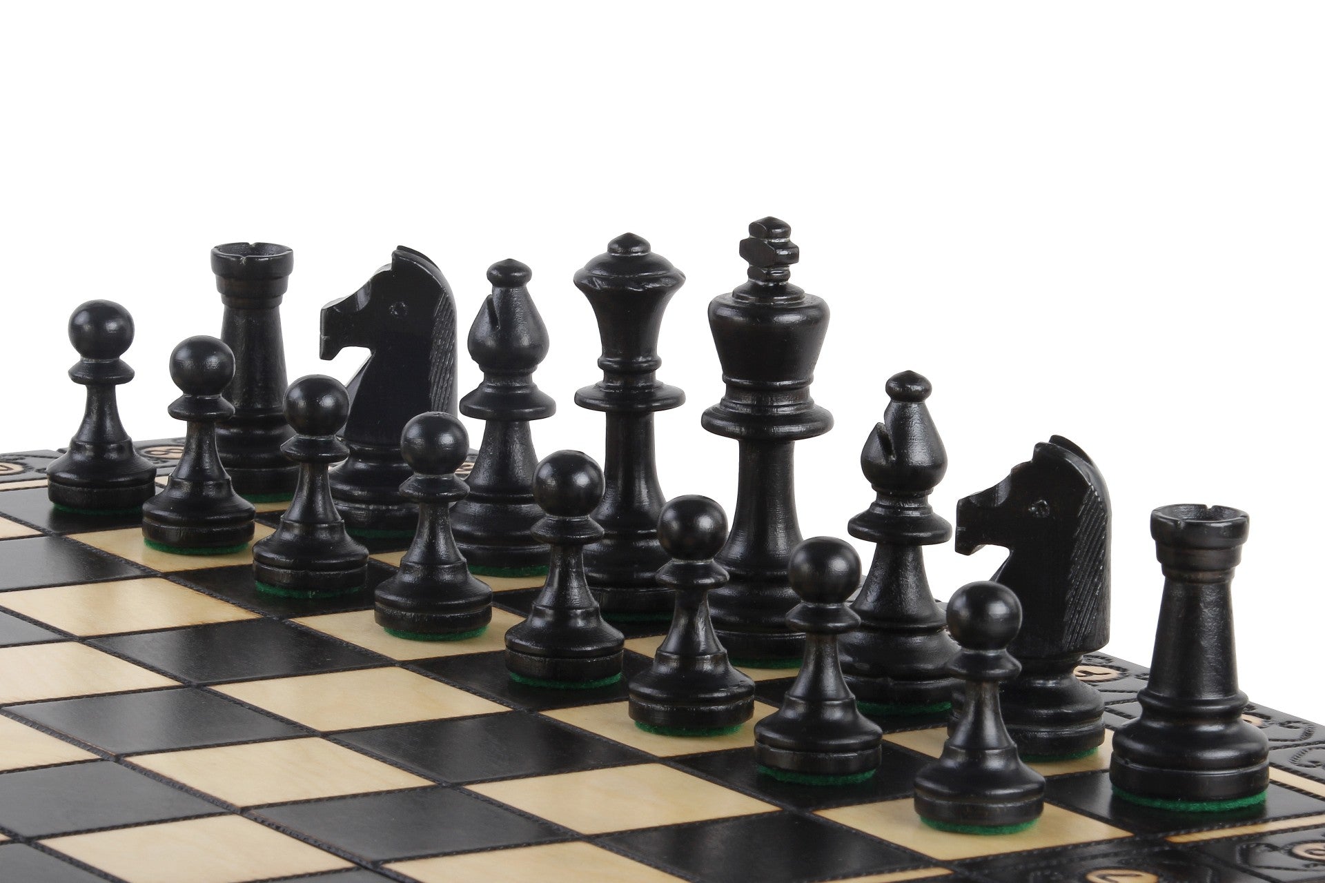 Consul Chess Set Staunton Style with Insert Tray Black Finish 3.15 in Kin