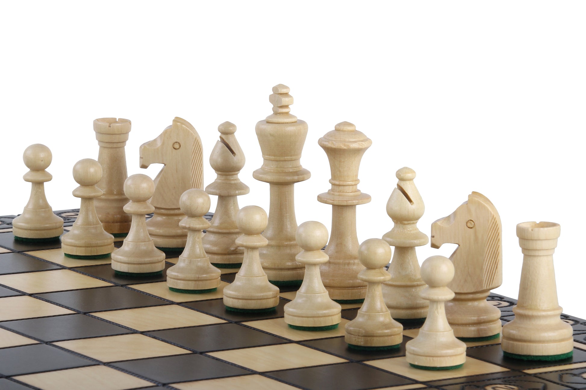 Consul Chess Set Staunton Style with Insert Tray Black Finish 3.15 in Kin
